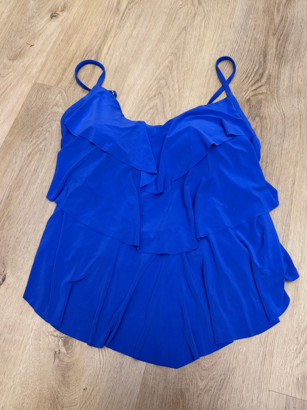 Aqua Green Ruffle-Front Cami Top in Royal Blue